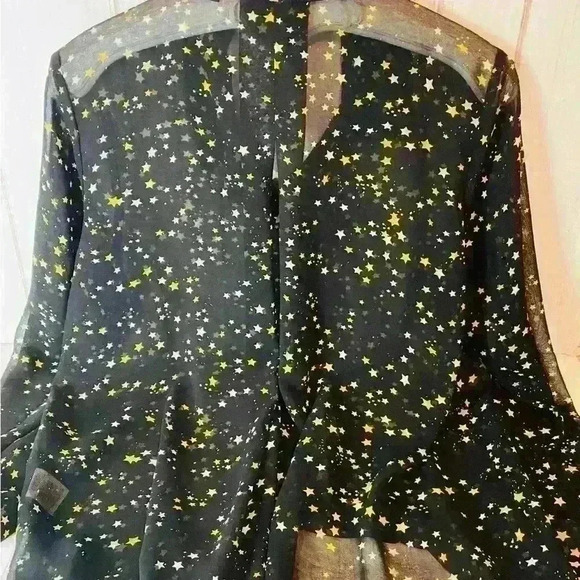 CAbi Galaxy long sleeve sheer button up Blouse - Picture 4 of 8
